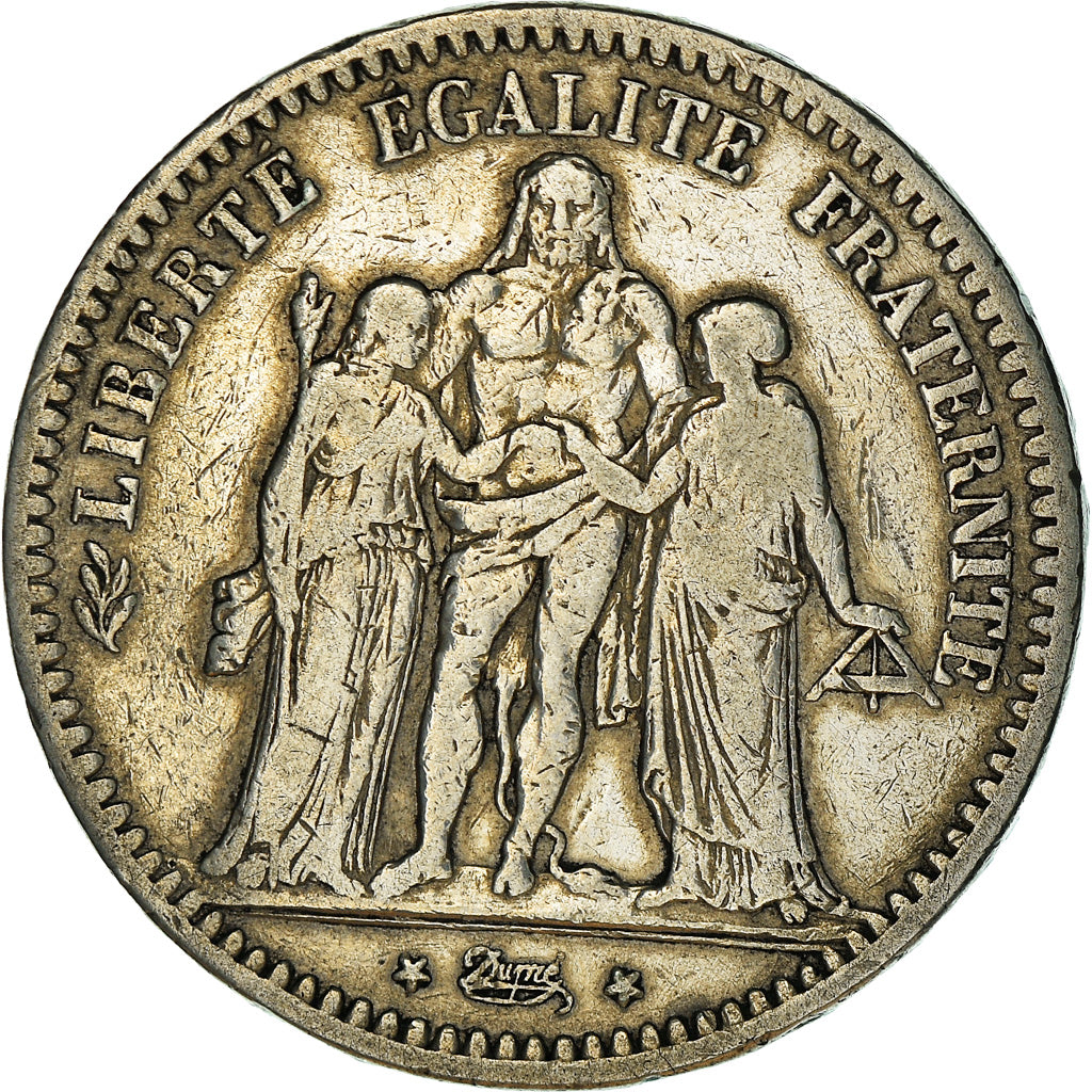Moneta, Francia, Hercule, 5 Francs, 1849, Paris, MB, Argento, KM:756.1