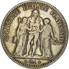 Moneta, Francia, Hercule, 5 Francs, 1849, Paris, MB, Argento, KM:756.1