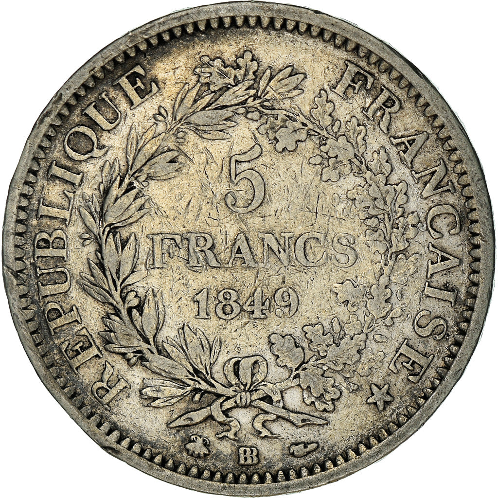 Coin, France, Hercule, 5 Francs, 1849, Strasbourg, VF(30-35), Silver, KM:756.2