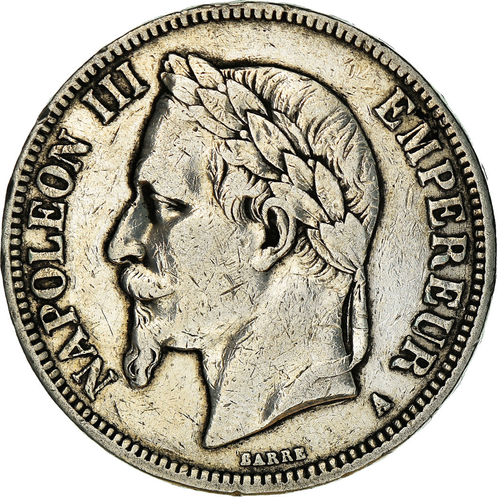 Munten, Frankrijk, Napoleon III, 5 Francs, 1867, Paris, FR+, Zilver, KM:799.1