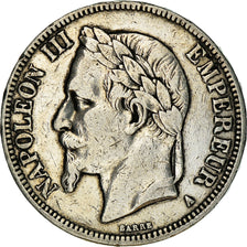 Munten, Frankrijk, Napoleon III, 5 Francs, 1867, Paris, FR+, Zilver, KM:799.1