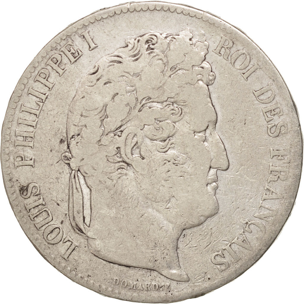 Moneta, Francia, Louis-Philippe, 5 Francs, 1833, Rouen, MB, Argento, KM:749.2