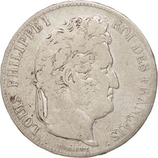 Moneta, Francia, Louis-Philippe, 5 Francs, 1833, Rouen, MB, Argento, KM:749.2