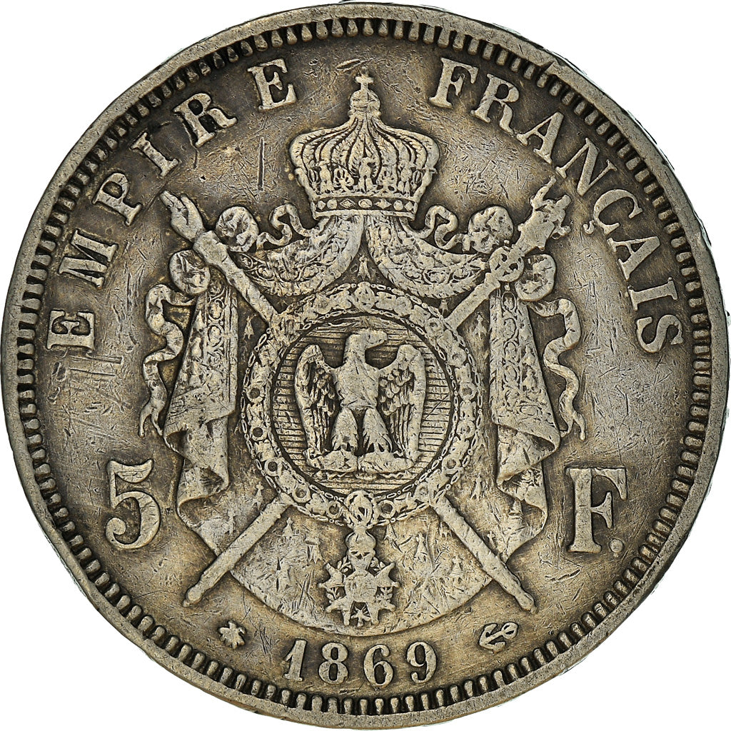 Münze, Frankreich, Napoléon III, 5 Francs, 1869, Paris, SS, Silber, KM:799.2