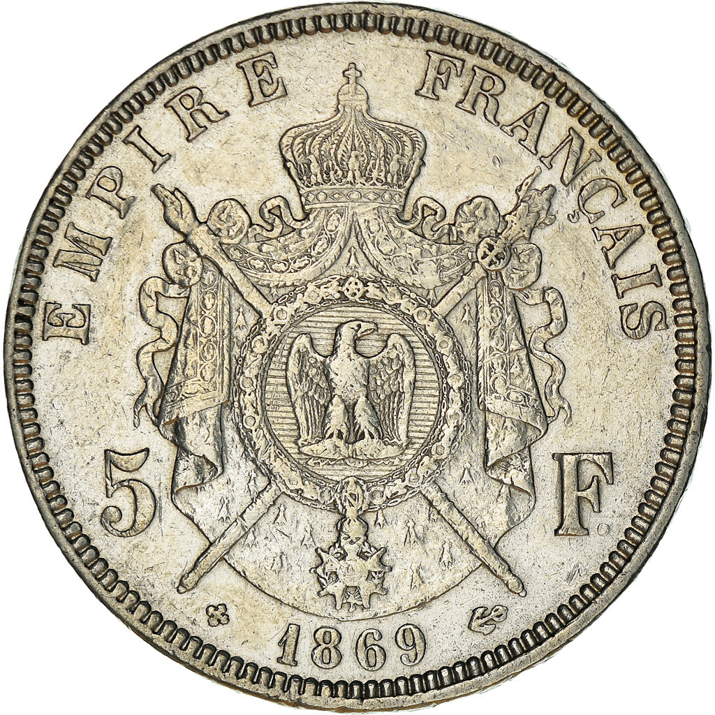 Coin, France, Napoléon III, 5 Francs, 1869, Strasbourg, EF(40-45), Silver