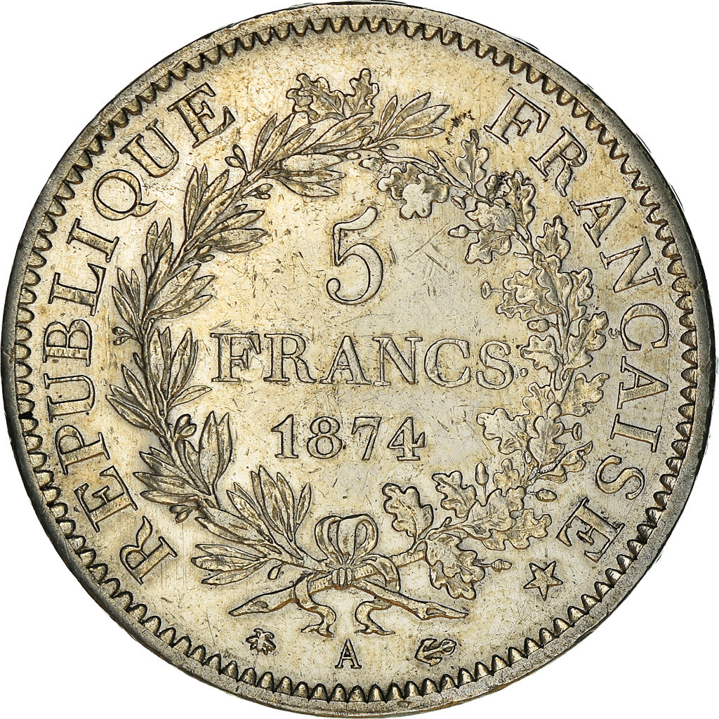 Coin, France, Hercule, 5 Francs, 1874, Paris, EF(40-45), Silver, KM:820.1
