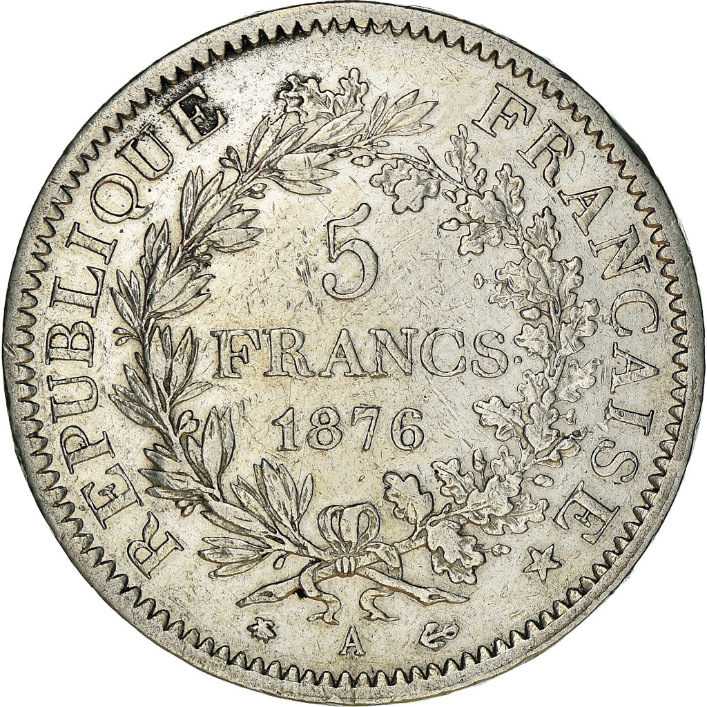 Coin, France, Hercule, 5 Francs, 1876, Paris, VF(30-35), Silver, KM:820.1