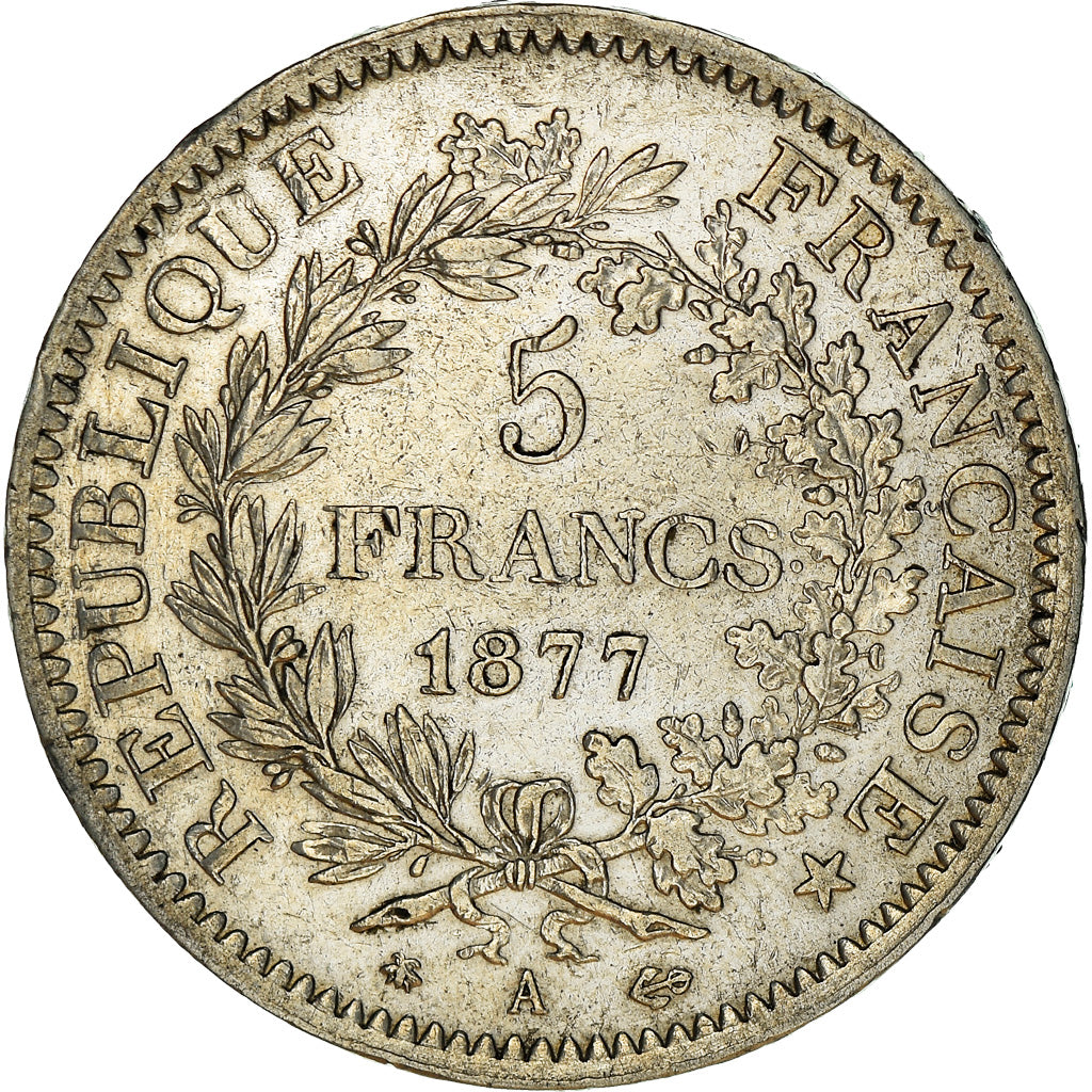 Coin, France, Hercule, 5 Francs, 1877, Paris, AU(50-53), Silver, KM:820.1