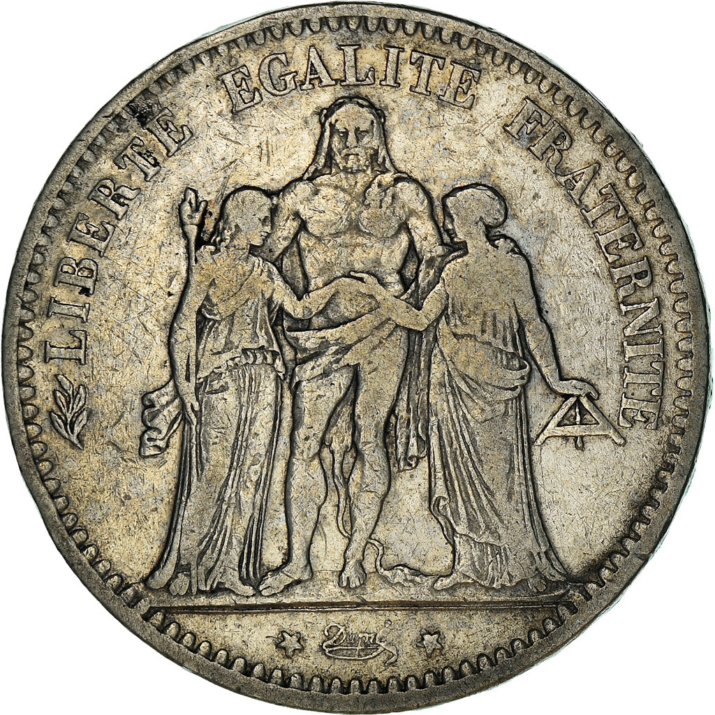 Moneta, Francia, Hercule, 5 Francs, 1877, Bordeaux, MB+, Argento, KM:820.2