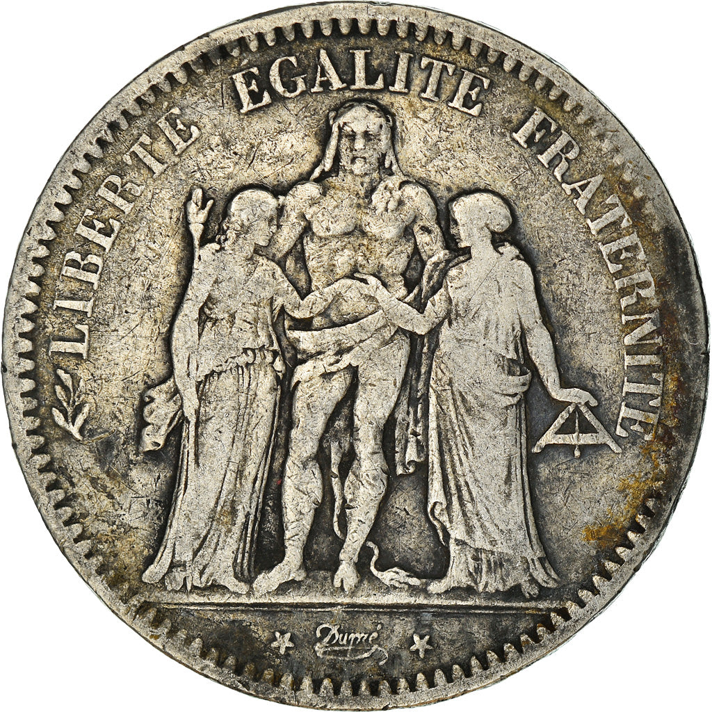 Moneta, Francia, Hercule, 5 Francs, 1849, Paris, MB, Argento, KM:756.1