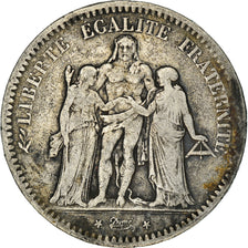 Moneta, Francia, Hercule, 5 Francs, 1849, Paris, MB, Argento, KM:756.1
