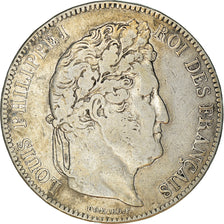 Moneta, Francia, Louis-Philippe, 5 Francs, 1840, Paris, MB+, Argento, KM:749.1
