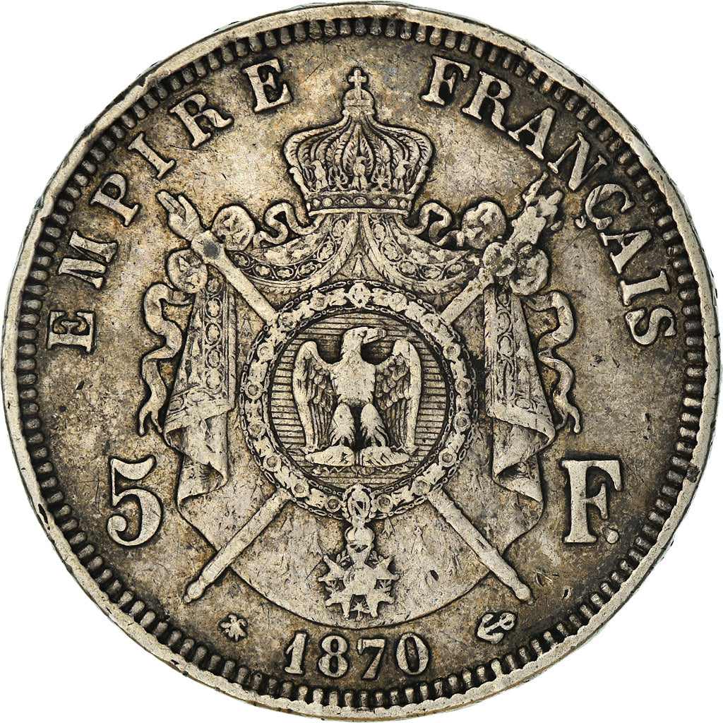 Monnaie, France, Napoleon III, Napoléon III, 5 Francs, 1870, Paris, TB+