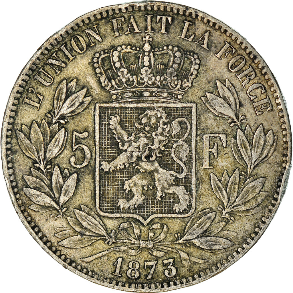 Moneta, Belgio, Leopold II, 5 Francs, 5 Frank, 1873, MB+, Argento, KM:24