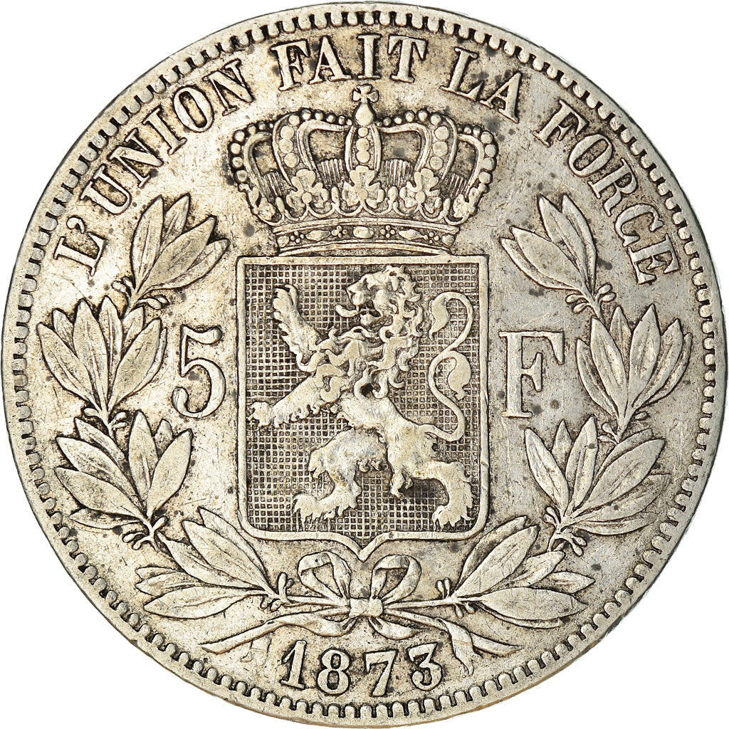 Coin, Belgium, Leopold II, 5 Francs, 5 Frank, 1873, EF(40-45), Silver, KM:24
