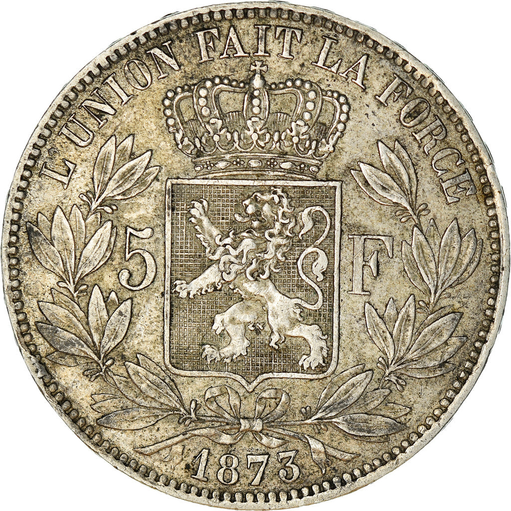 Coin, Belgium, Leopold II, 5 Francs, 5 Frank, 1873, EF(40-45), Silver, KM:24