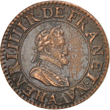 FRANCE, Double Tournois, 1606, Paris, KM #16.1, AU(50-53), Copper, CGKL #222,...