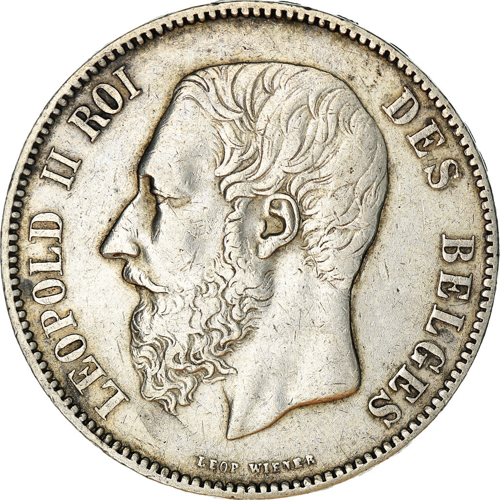 Coin, Belgium, Leopold II, 5 Francs, 5 Frank, 1876, AU(50-53), Silver, KM:24