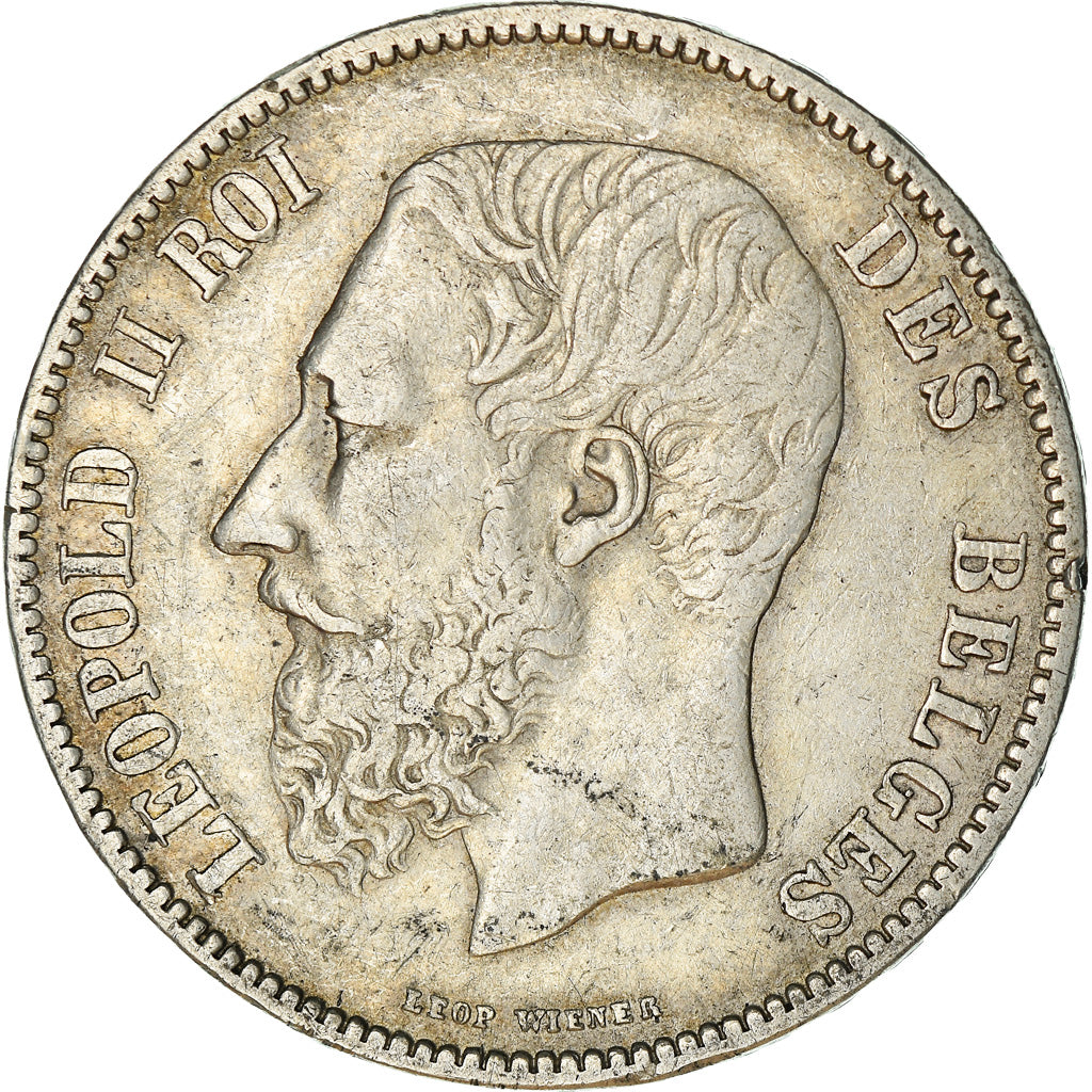 Coin, Belgium, Leopold II, 5 Francs, 5 Frank, 1867, VF(30-35), Silver, KM:24