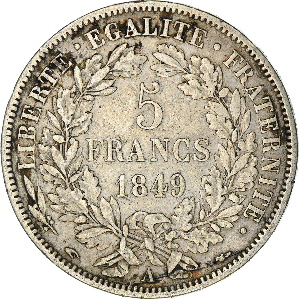 Coin, France, Cérès, 5 Francs, 1849, Paris, EF(40-45), Silver, KM:761.1