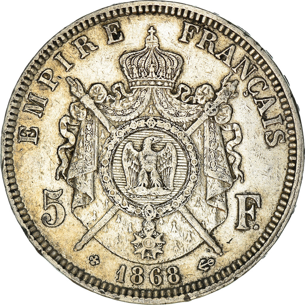 Coin, France, Napoléon III, 5 Francs, 1868, Strasbourg, EF(40-45), Silver