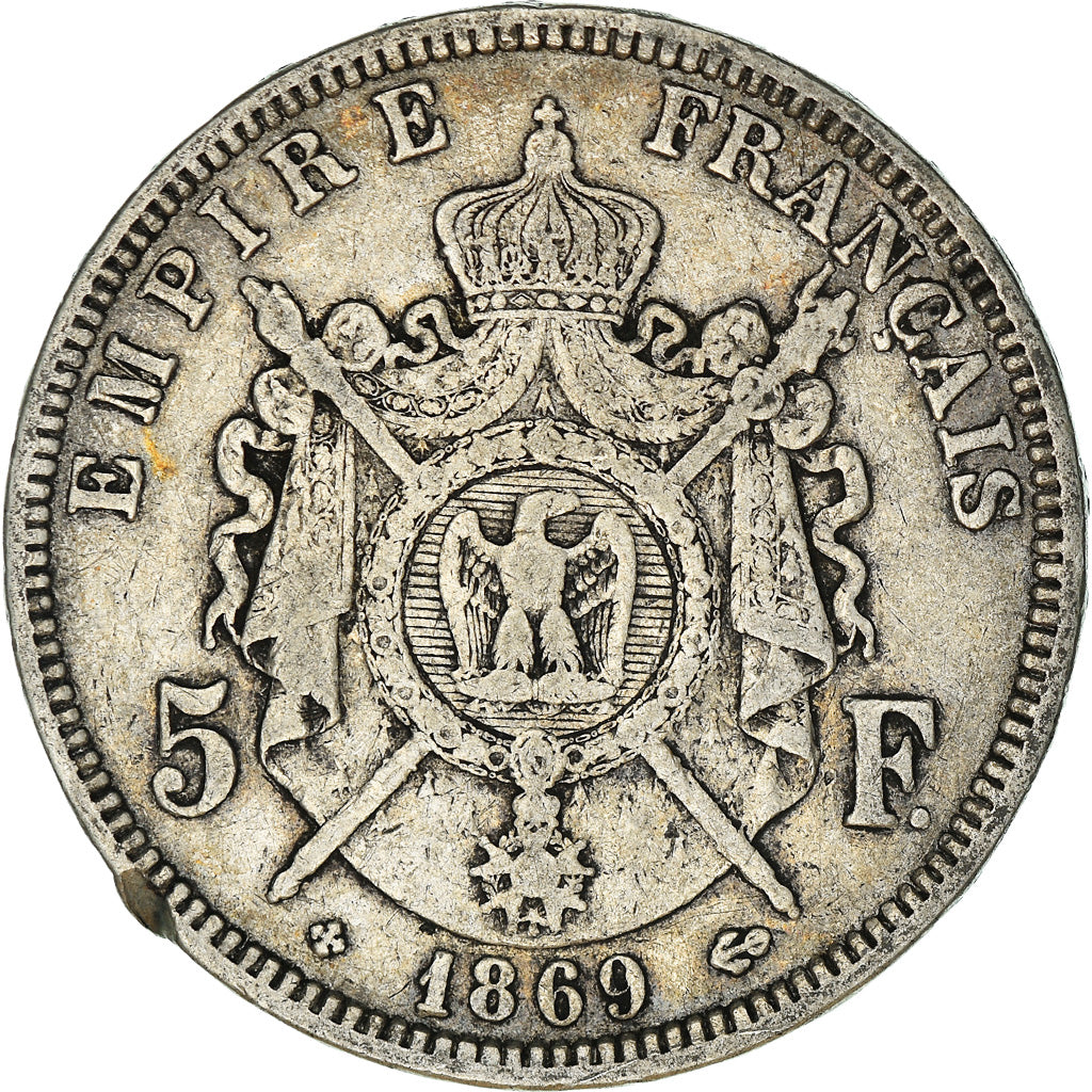Coin, France, Napoléon III, 5 Francs, 1869, Strasbourg, VF(30-35), Silver