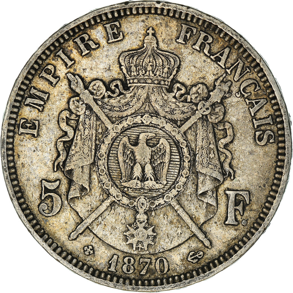 Coin, France, Napoléon III, 5 Francs, 1870, Strasbourg, EF(40-45), Silver
