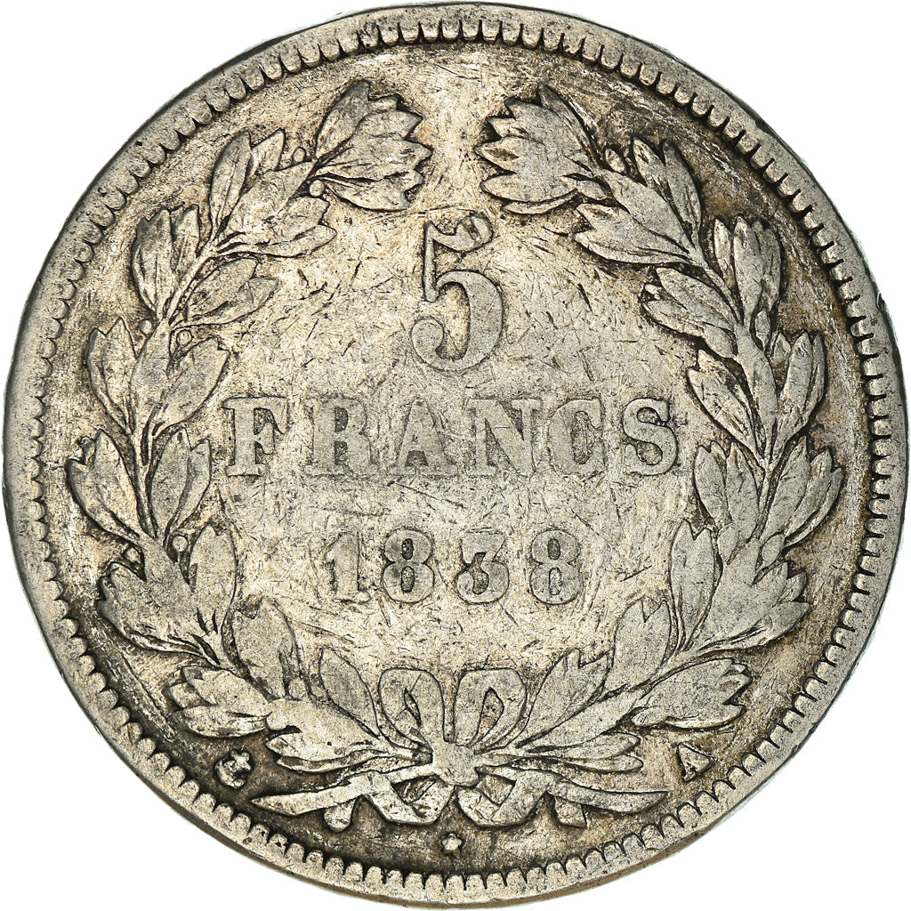 Coin, France, Louis-Philippe, 5 Francs, 1838, Paris, VF(20-25), Silver