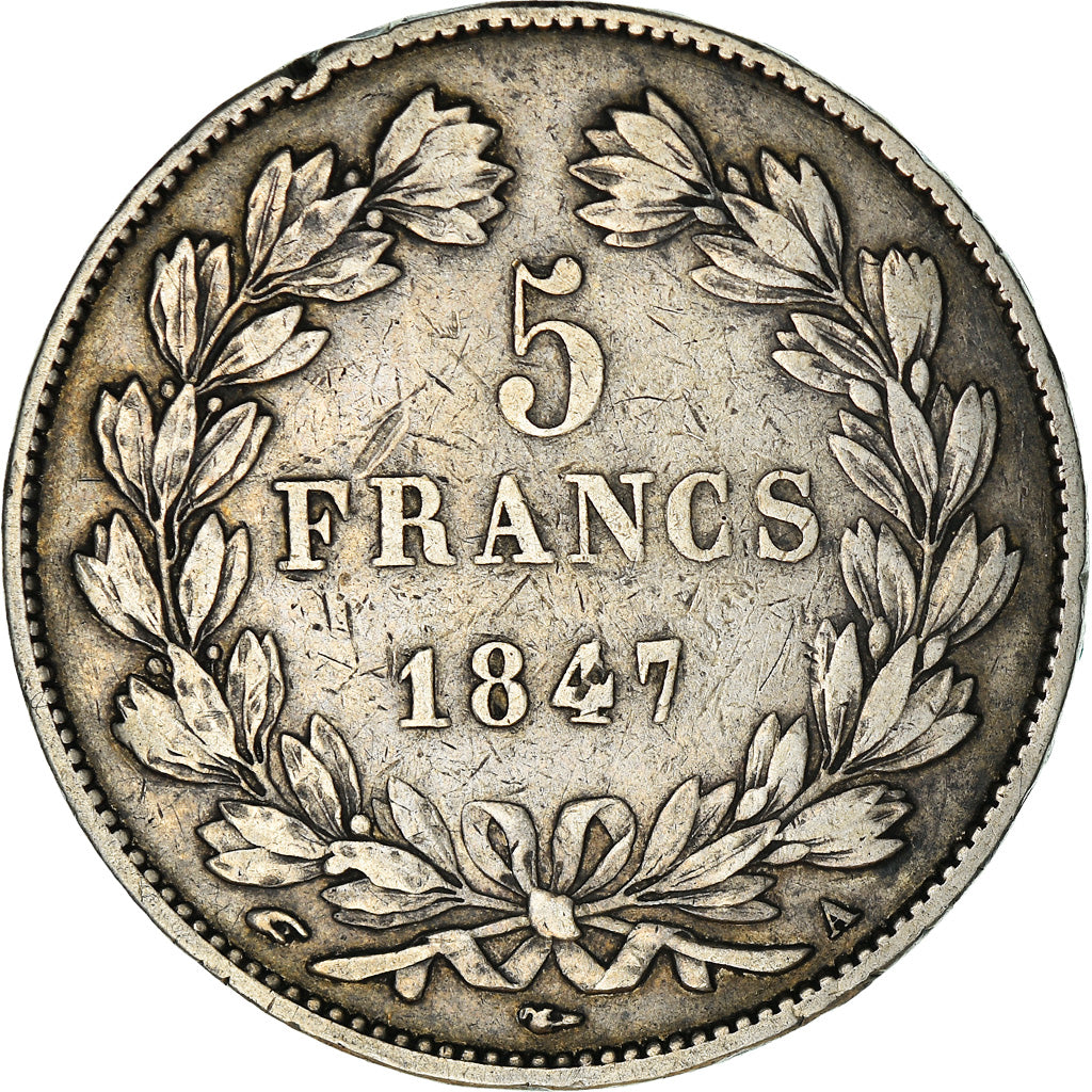 Coin, France, Louis-Philippe, 5 Francs, 1847, Paris, EF(40-45), Silver