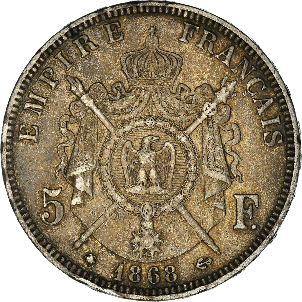 Coin, France, Napoléon III, 5 Francs, 1868, Strasbourg, VF(30-35), Silver