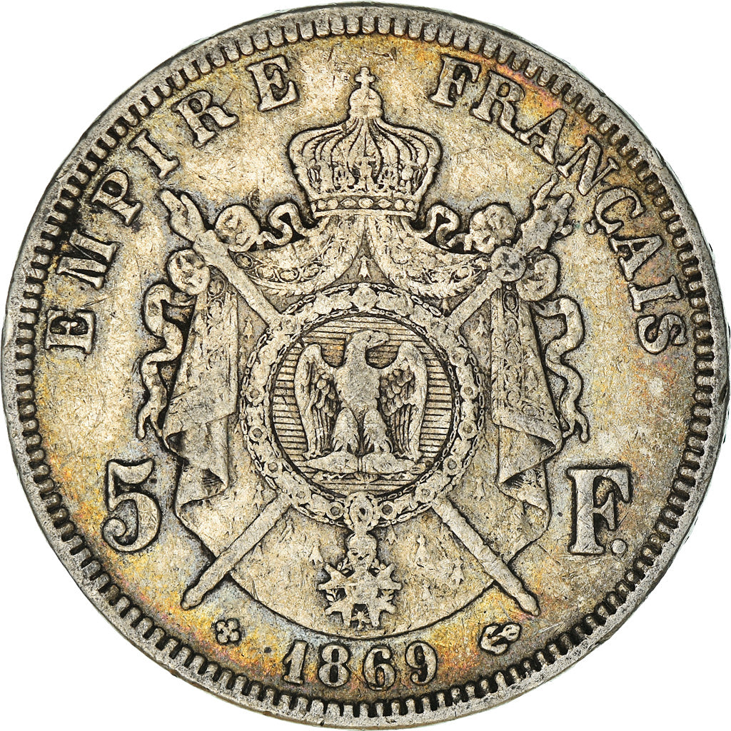 Coin, France, Napoléon III, 5 Francs, 1869, Strasbourg, VF(30-35), Silver
