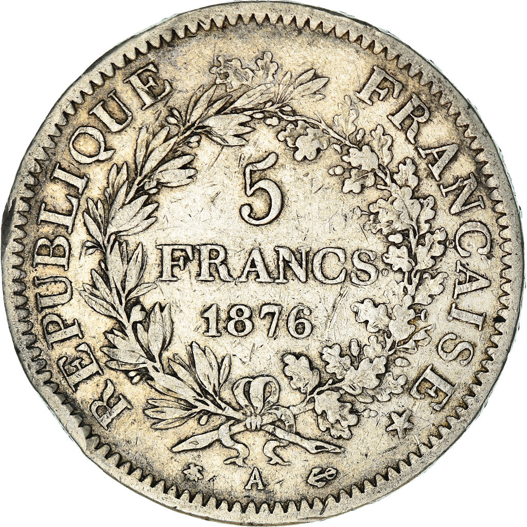 Coin, France, Hercule, 5 Francs, 1876, Paris, VF(20-25), Silver, KM:820.1