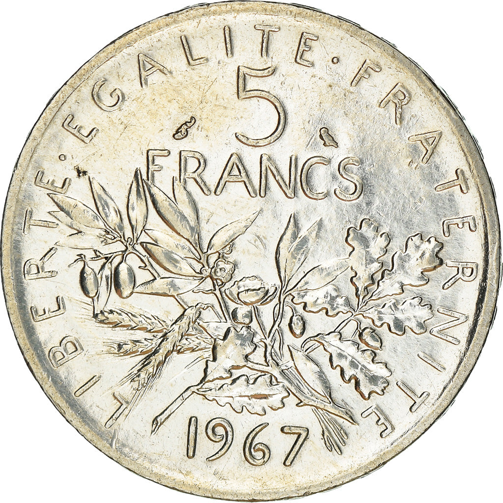 Coin, France, Semeuse, 5 Francs, 1967, Paris, AU(55-58), Silver, KM:926