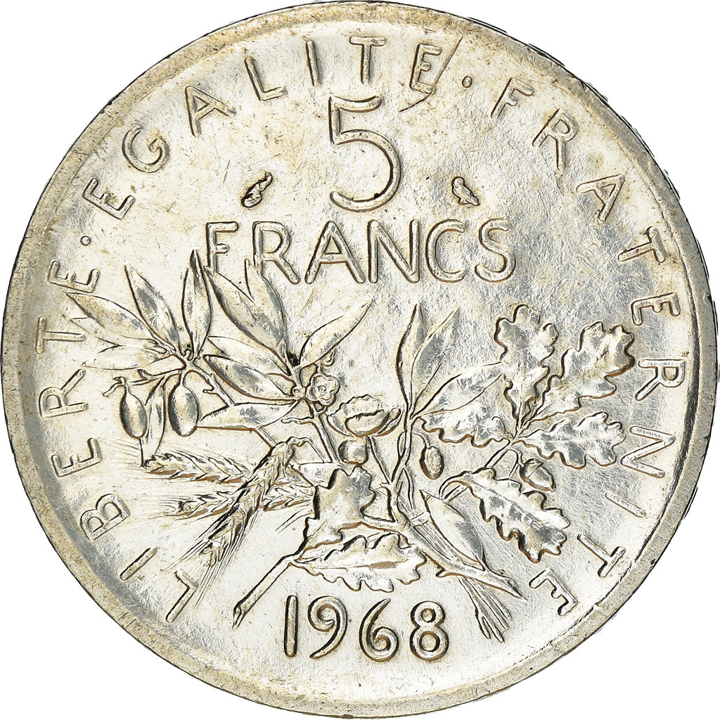 Moneta, Francja, Semeuse, 5 Francs, 1968, AU(55-58), Srebro, KM:926, Gadoury:770