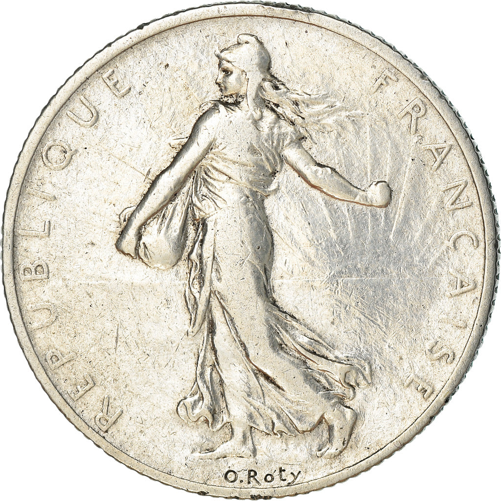 Moneta, Francia, Semeuse, 2 Francs, 1909, Paris, MB+, Argento, KM:845.1