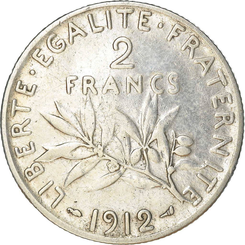 Moeda, França, Semeuse, 2 Francs, 1912, Paris, VF(30-35), Prata, KM:845.1