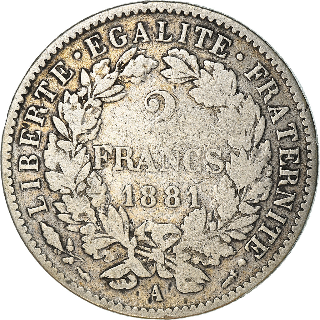 Monnaie, France, Cérès, 2 Francs, 1881, Paris, TB+, Argent, Gadoury:530a