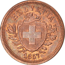 SWITZERLAND, Rappen, 1857, Bern, KM #3.1, AU(55-58), Bronze, 1.46