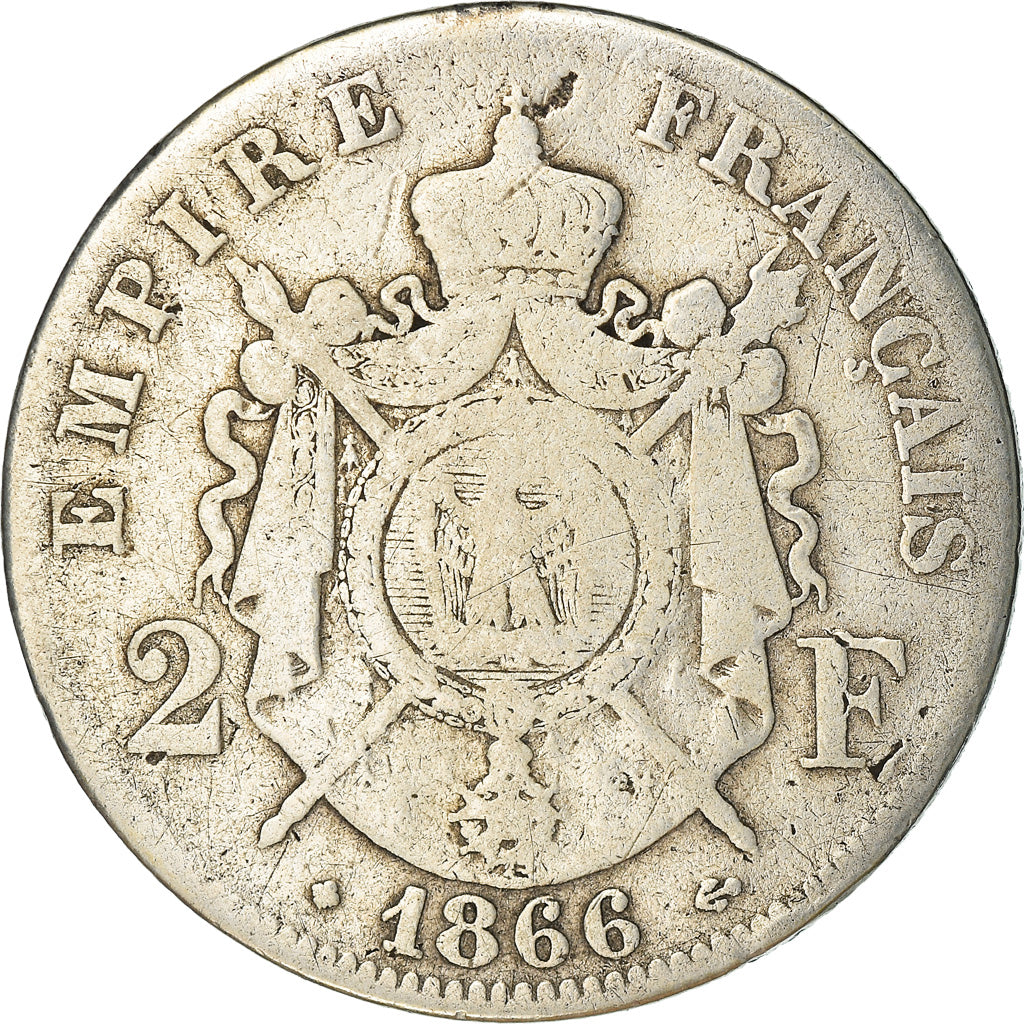 Munten, Frankrijk, Napoleon III, Napoléon III, 2 Francs, 1866, Strasbourg, FR