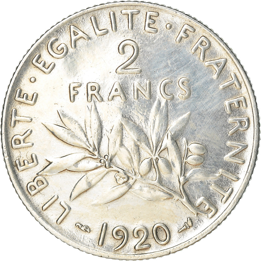 Coin, France, Semeuse, 2 Francs, 1920, Paris, EF(40-45), Silver, KM:845.1