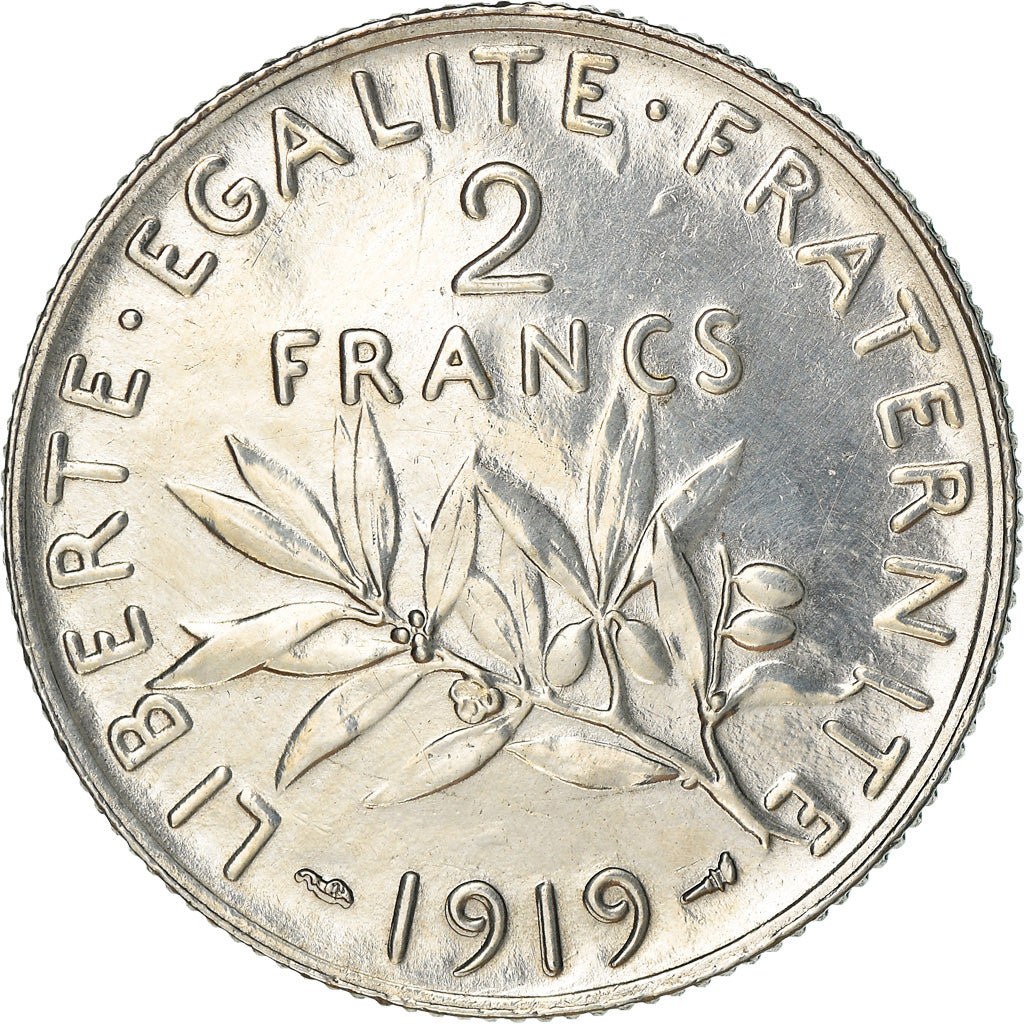 Coin, France, Semeuse, 2 Francs, 1919, Paris, AU(50-53), Silver, KM:845.1