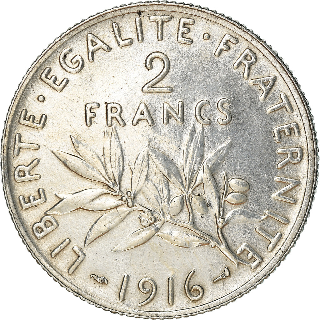 Coin, France, Semeuse, 2 Francs, 1916, Paris, AU(55-58), Silver, KM:845.1