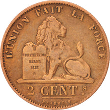 BELGIUM, 2 Centimes, 1870, KM #35.1, EF(40-45), Copper, 21.5, 3.94