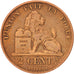 BELGIUM, 2 Centimes, 1870, KM #35.1, EF(40-45), Copper, 21.5, 3.94
