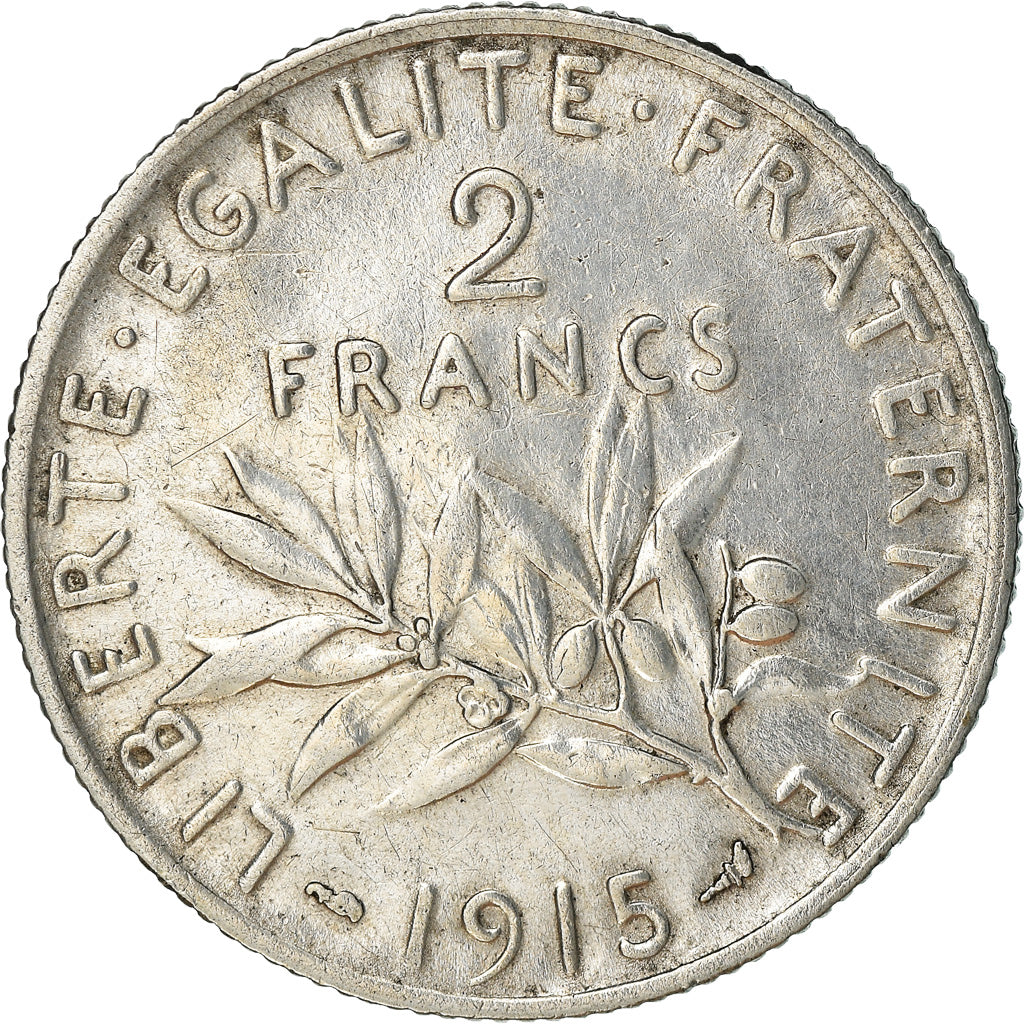 Moneta, Francia, Semeuse, 2 Francs, 1915, Paris, BB, Argento, KM:845.1