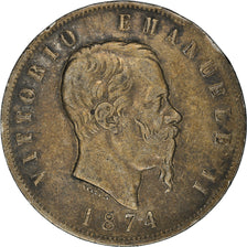 Coin, Italy, Vittorio Emanuele II, 5 Lire, 1874, Milan, VF(20-25), Silver