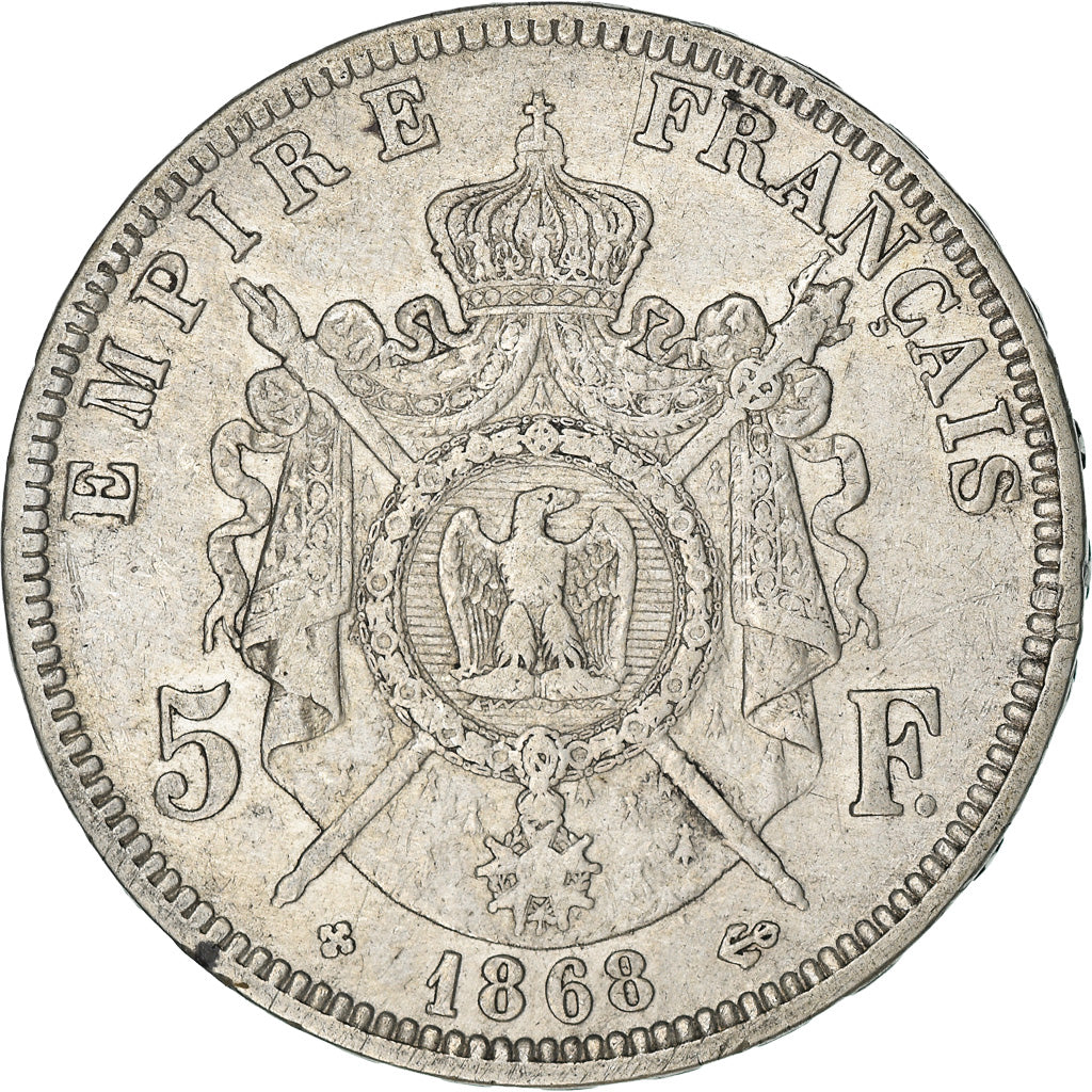 Coin, France, Napoléon III, 5 Francs, 1868, Strasbourg, VF(30-35), Silver