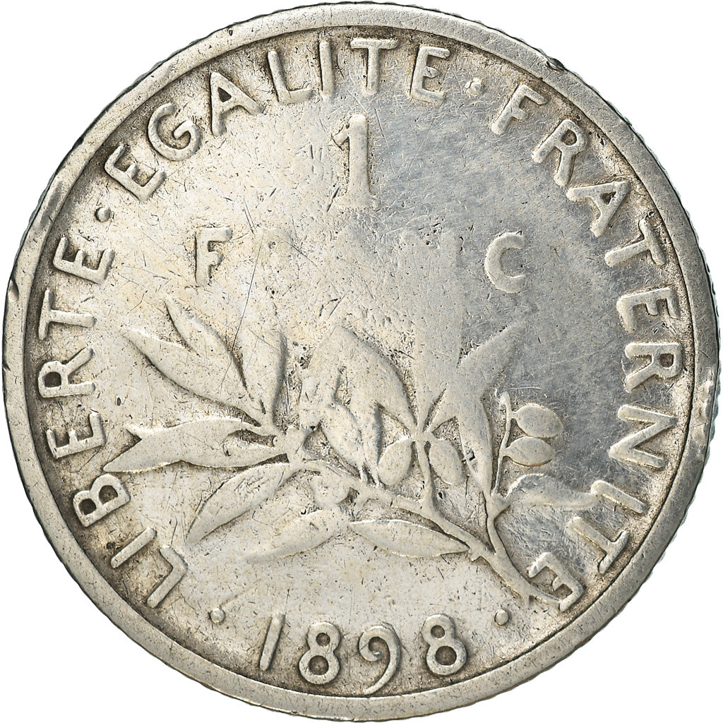 Moneta, Francia, Semeuse, Franc, 1898, Paris, MB, Argento, KM:844.1, Gadoury:467
