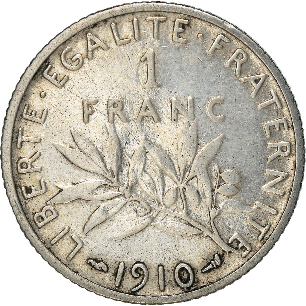 Coin, France, Semeuse, Franc, 1910, Paris, VF(30-35), Silver, KM:844.1