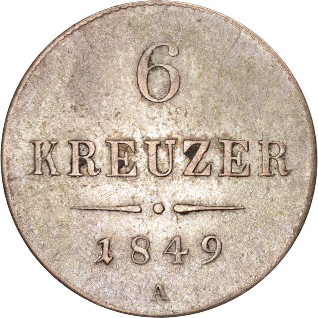 Autriche, François Joseph, 6 Kreuzer, 1849 A, Vienne, KM 2200